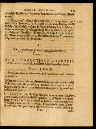 II. De secundo genere novißimorum hominis. De Resurrectione Corporis ...