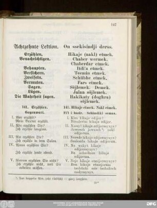 Achtzehnte Lektion. On ssekisindji derss.