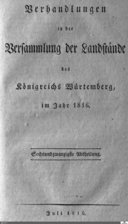 47: Ständeversammlung, Protokolle, 1816, Bd. 26