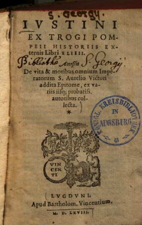 Iustini ex Trogi Pompeii historiis externis : libri XLIIII