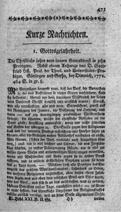 Die christliche Lehre vom innern Gottesdienst, in zehn Predigten.