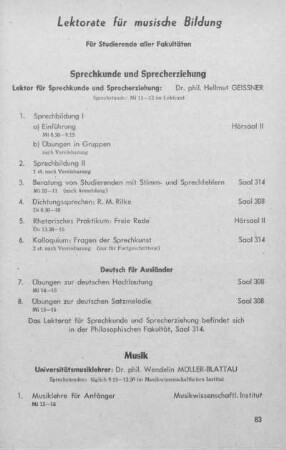 Lektorate für musische Bildung