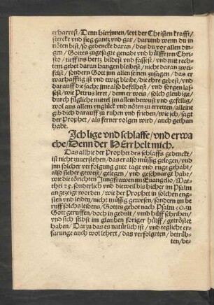 Ich lige und schlaffe/ und erwache/ ...