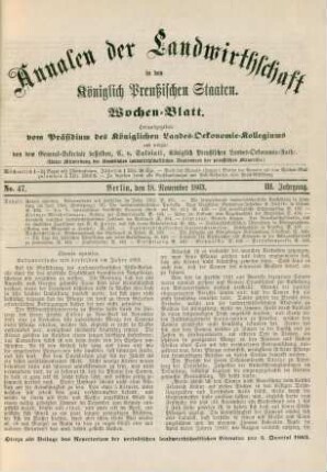 No. 47. Berlin, den 18. November 1863. III. Jahrgang.