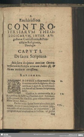 Caput I. De sacra Scriptura