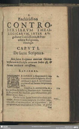 Caput I. De sacra Scriptura
