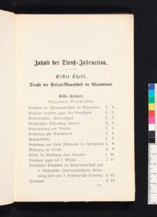 Inhalt der Dienst-Instruction.