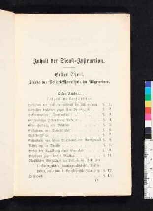 Inhalt der Dienst-Instruction.