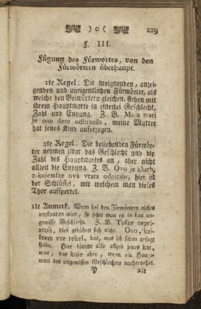 §. III. Fügung des Fürwortes, von den Fürwörtern überhaupt.