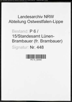 Sterberegister Standesamt Lünen-Brambauer