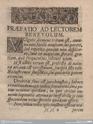 Praefatio ad Lectorem Benevolum.
