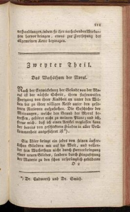 Zweyter Theil. Das Wachsthum der Moral.