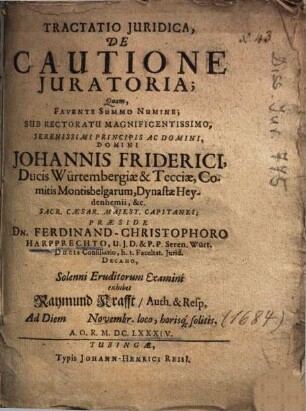 Tractatio Juridica, De Cautione Juratoria
