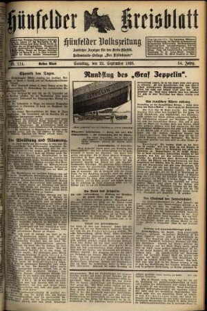 Erste Ausgabe vom Samstag, den 22. September 1928.