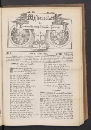 N°. 5. Mai 1916. XVIII. Jahrgang