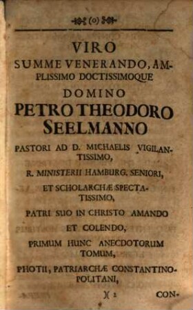 Anecdota Græca, Sacra Et Profana, Tom. I.