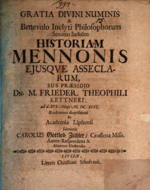 Historia Mennonis, eiusque asseclarum
