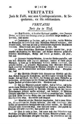 Veritates Juris & Facti, nec non Consequentiarum, quelarum, ex illis resultantium.