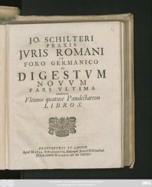 2: continens Ultimos quatuor Pandectarum Libros