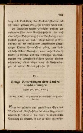 VL. Einige Bemerkungen über Landesverschönerungen