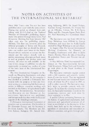 Notes on activities of the International Secretariat