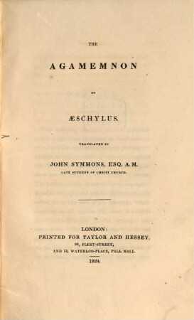 The Agamemnon of Aeschylus