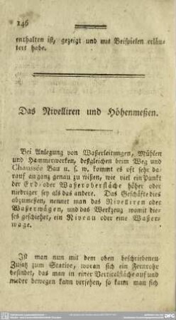 Das Nivelliren und Höhenmeßen