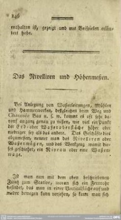 Das Nivelliren und Höhenmeßen