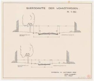 Bebauung des Gaustadter Hanges, Bamberg: Querschnitte Wohnstraßen 1:50