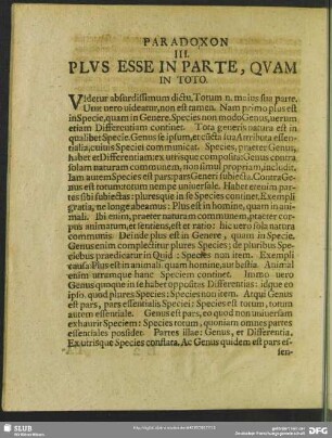Paradoxon III. Plus Esse In Parte, Quam In Toto