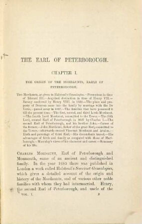 The Earl of Peterborough and Monmouth : (Charles Mordaunt.) : a memoir : in two volumes, Volume 1