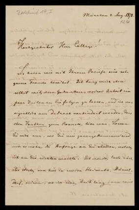 Briefe von Felix Klein an Richard Dedekind, München, 4.8.1878 - 26.12.1879