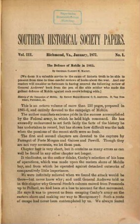 Southern Historical Society papers. 3. 1877, Jan. - Juni
