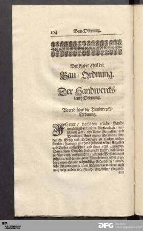 Der Ander Theil der Bau-Ordnung.