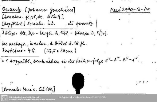 Quantz, Johann Joachim, Kopftitel Sonata