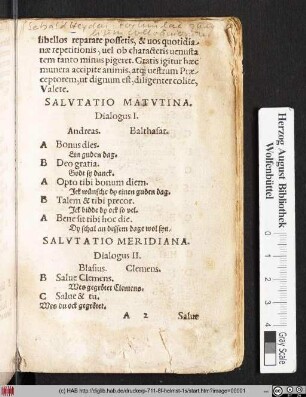 [Formulae puerilium colloquiorum pro primis tyronibus Sebaldinae scholae Norinbergae, per Sebaldum Heyden, eorundem praeceptorem conscriptae ... ]