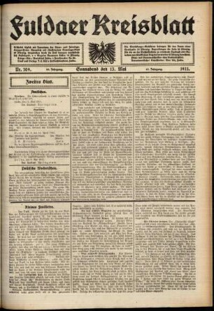 Zweite Ausgabe vom Samstag, den 13. Mai 1911.