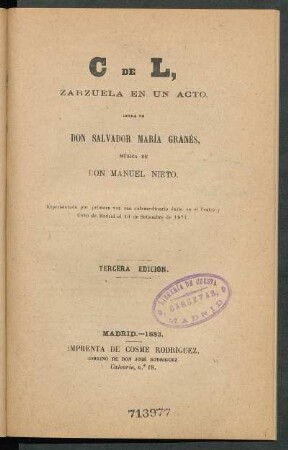 C de l : zarzuela en un acto
