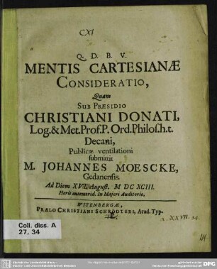 Mentis Cartesianae consideratio