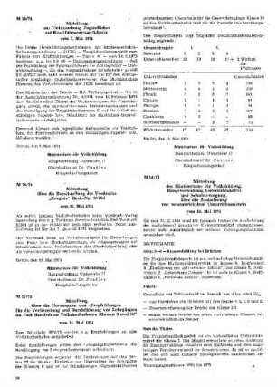 Mitteilung zur Untersuchung Jugendlicher auf Kraftfahrzeugtauglichkeit : 15/74 vom 7. Mai 1974 ; [Mitteilungen]