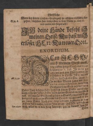 [Text] ... Psalm 31. vers. 6. und lautet/ wie folget also: