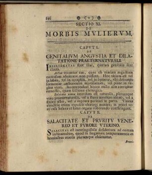 Sectio XI. De morbis mulierum. Caput I – Caput XXVIII