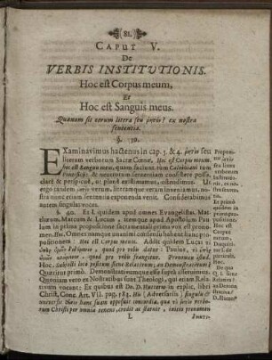 Caput V. De Verbis Institutionis [...]