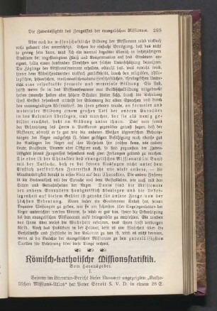 Römisch-katholische Missionsstatistik. I