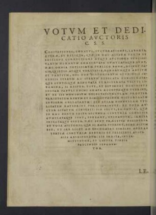 Votum et Dedicatio Auctoris C. S. S.
