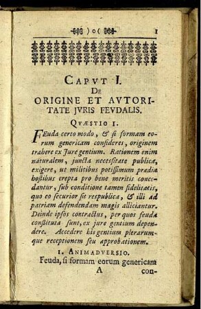 Caput I. De origine et autoritate juris feudalis.