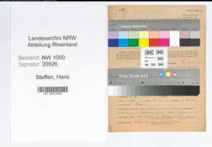 Entnazifizierung Hans Steffen, geb. 01.03.1899 (Arbeiter)