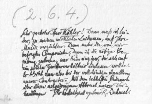 Brief an Bernhard Köhler