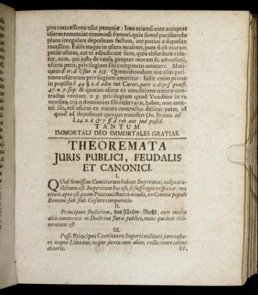 Theoremata Juris Publici, Feudalis Et Canonici.