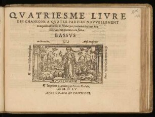 Quatriesme livre des chansons a quatre parties ... Bassus